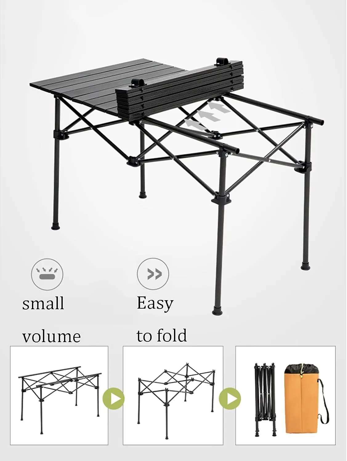Camping Table Chairs Outdoor Folding Table and Chair Set, Aluminum Alloy Roll Table Top, Suitable for Balcony Garden Fishing Camping Picnic Table (Color : Package 1)