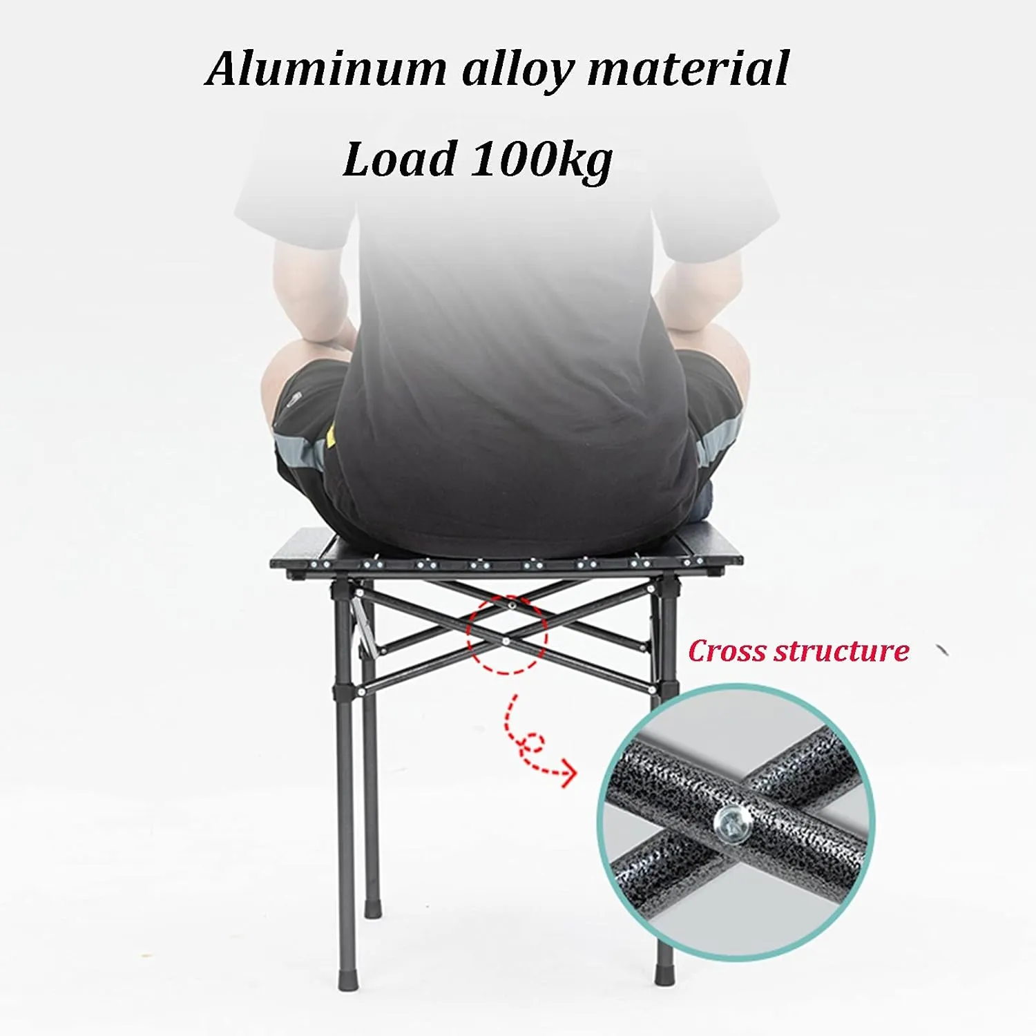 Camping Table Chairs Outdoor Folding Table and Chair Set, Aluminum Alloy Roll Table Top, Suitable for Balcony Garden Fishing Camping Picnic Table (Color : Package 1)