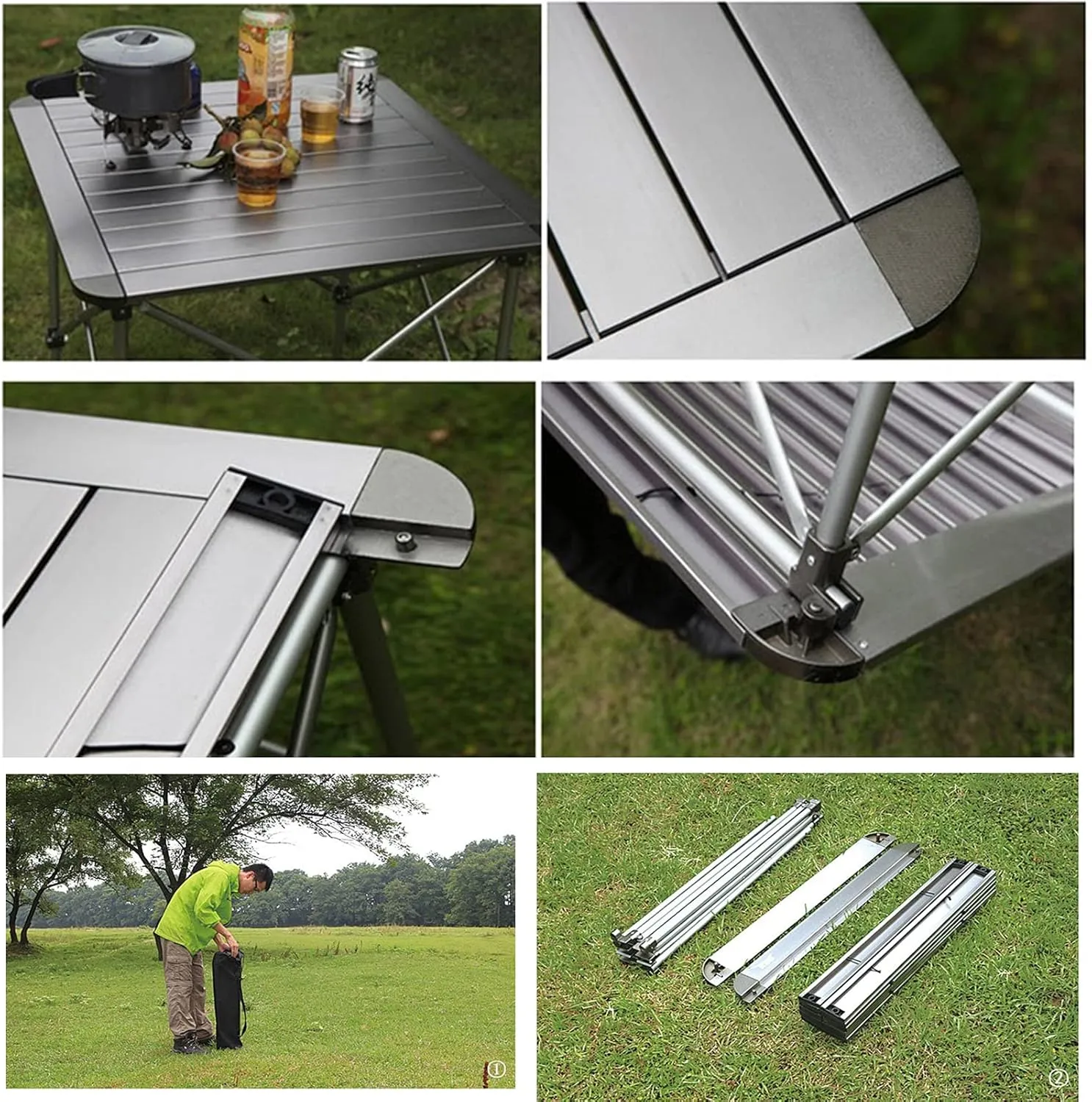 Camping Table Chairs Portable Folding Table Set, Outdoor Aluminum Alloy Can Lift Picnic Table, Portable Table with Carrying Bag (Color : Package 2)