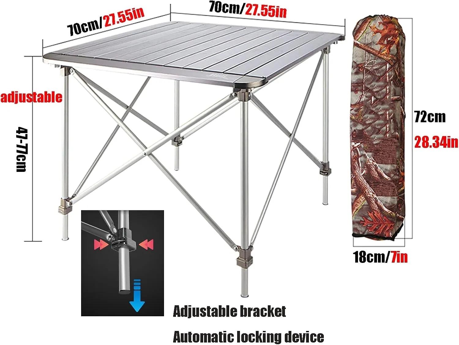 Camping Table Chairs Portable Folding Table Set, Outdoor Aluminum Alloy Can Lift Picnic Table, Portable Table with Carrying Bag (Color : Package 2)