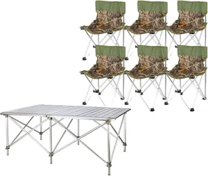 Camping Table Chairs Portable Folding Table Set, Outdoor Aluminum Alloy Can Lift Picnic Table, Portable Table with Carrying Bag (Color : Package 6)