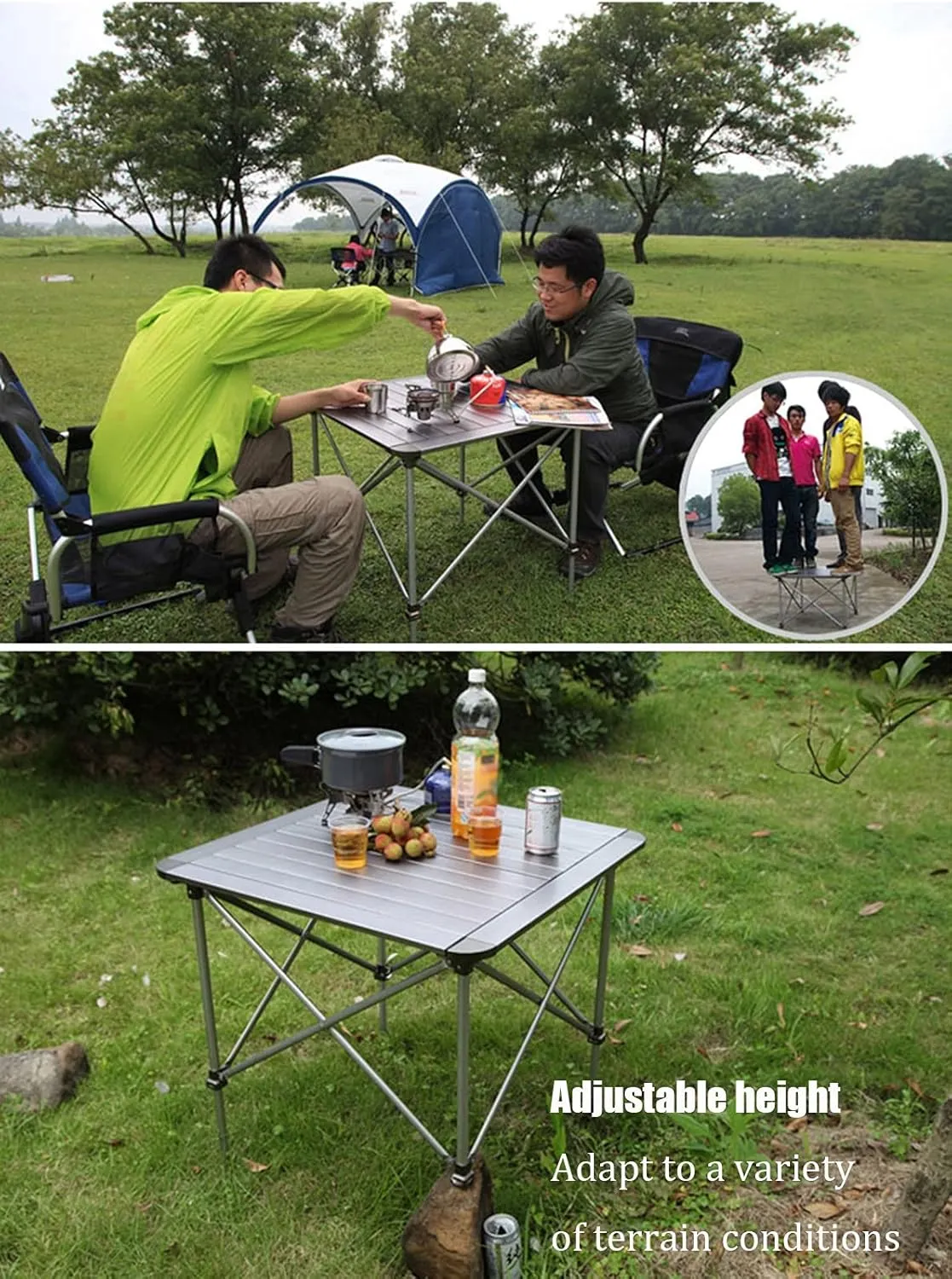Camping Table Chairs Portable Folding Table Set, Outdoor Aluminum Alloy Can Lift Picnic Table, Portable Table with Carrying Bag (Color : Package 6)