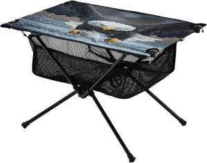 Camping Table Lightweight Portable Folding Table with Mesh Storage Net Eagle Vulture Fish Ideal for Camping Hiking Beach Picnic Travel Backyard