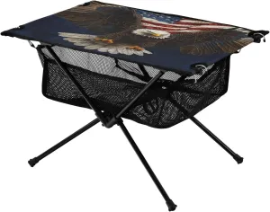 Camping Table Lightweight Portable Folding Table with Mesh Storage Net Eagle Vulture Wings USA Ideal for Camping Hiking Beach Picnic Travel Backyard