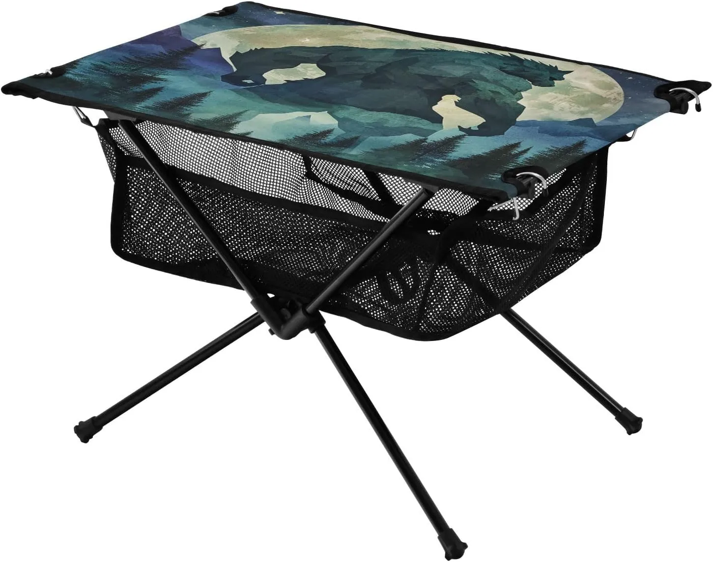 Camping Table Lightweight Portable Folding Table with Mesh Storage Net Orangutan Moon Ideal for Camping Hiking Beach Picnic Travel Backyard