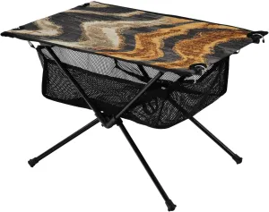 Camping Table Lightweight Portable Folding Table with Mesh Storage Net Tiger Stripes Yellow Ideal for Camping Hiking Beach Picnic Travel Backyard