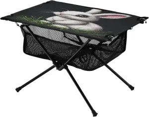 Camping Table Lightweight Portable Folding Table with Mesh Storage Net White Rabbit Ideal for Camping Hiking Beach Picnic Travel Backyard