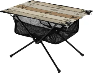 Camping Table Lightweight Portable Folding Table with Mesh Storage Net Wood Grain Log Dog Paw Prints Ideal for Camping Hiking Beach Picnic Travel Backyard