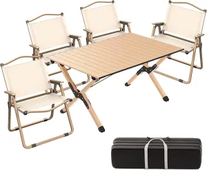 Camping Tables Carbon Steel Table Set with Chairs Outdoor Indoor Use for BBQ Table Picnic Table,Roll up Foldable Portable Camp Table