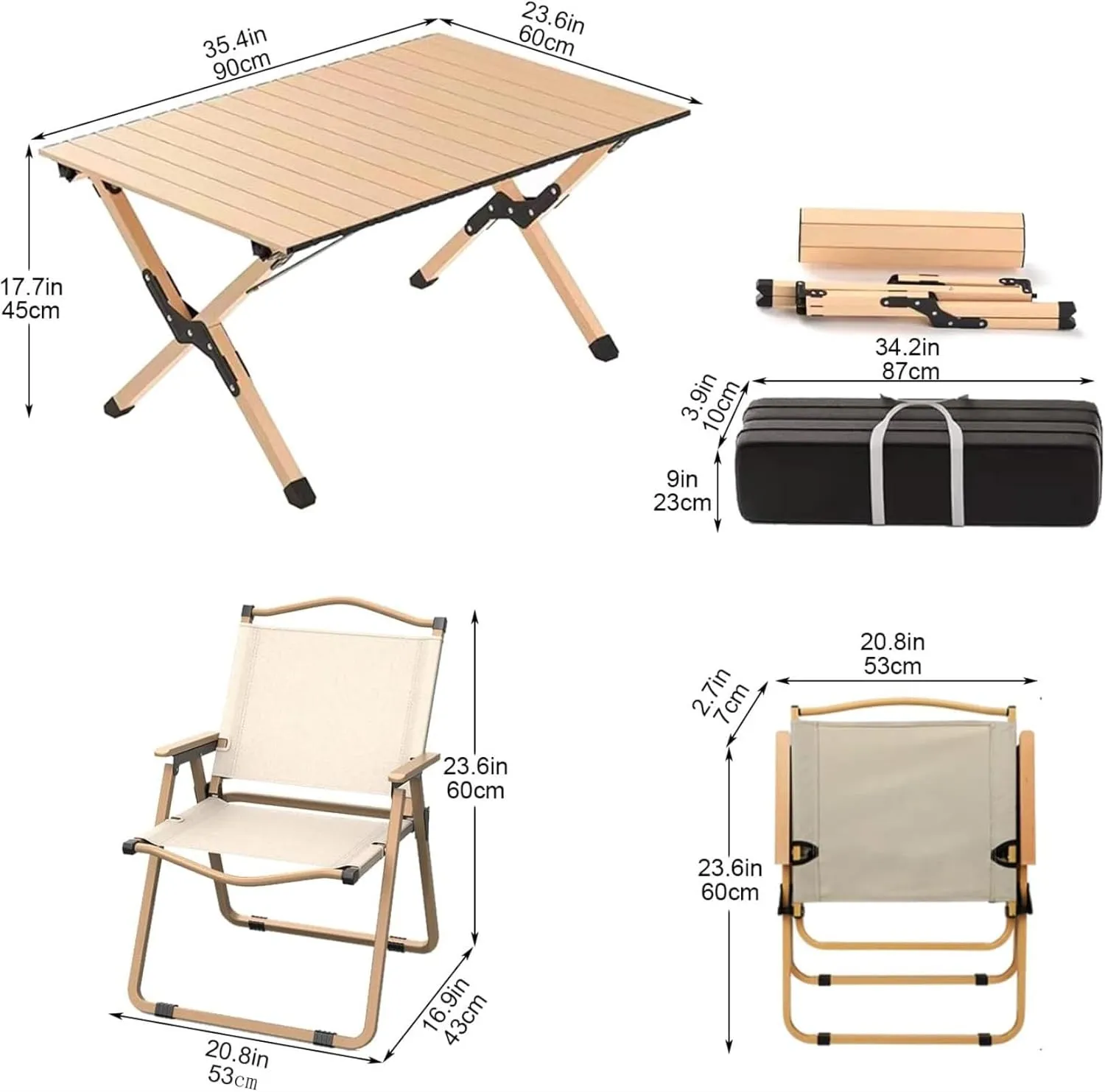 Camping Tables Carbon Steel Table Set with Chairs Outdoor Indoor Use for BBQ Table Picnic Table,Roll up Foldable Portable Camp Table