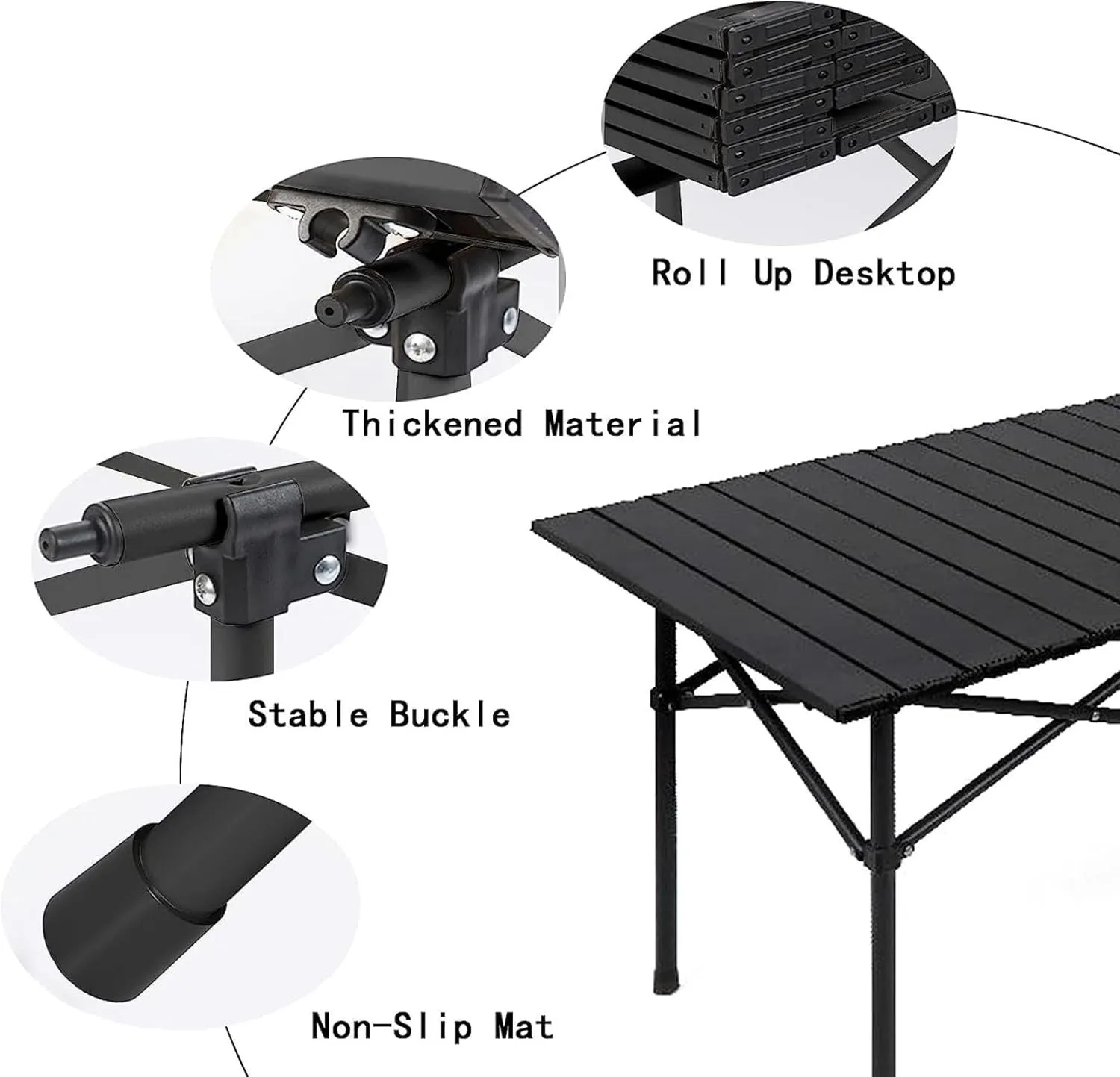 Camping Tables for Outdoor Camp BBQ Fishing with Aluminum Roll up Table Top,Portable Lightweight Table and Chairs Set