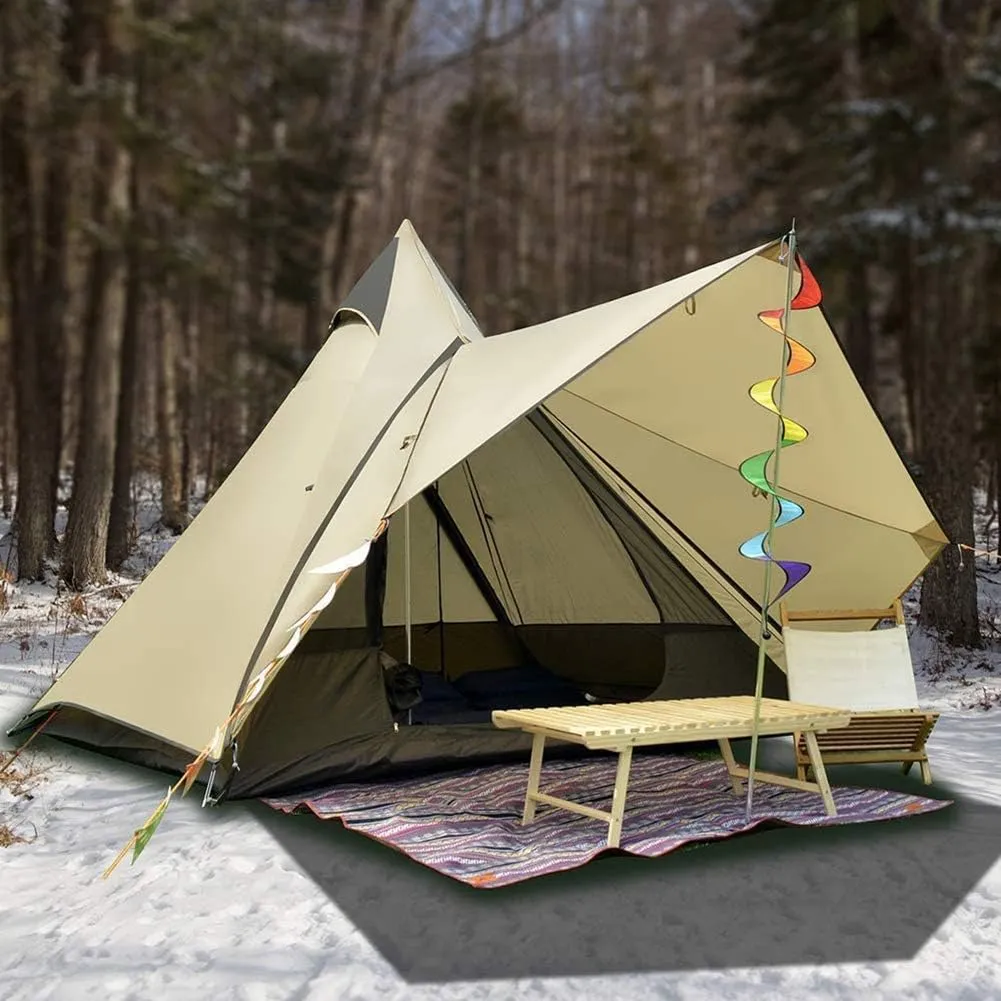 Camping Teepee Tent Yurt Tent with Screen 4 Season Double Layers Waterproof Anti-UV Windproof Tents for Outdoor Camping Hiking Hunting 3-4 Person