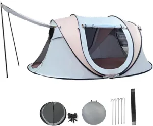 Camping Tent 5-8 Person Automatic Pop-up Tent Folding Portable Boat Tent Sunproof Waterproof Outdoor Picnic Instant Family Tent with Poles