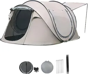 Camping Tent 5-8 Person Automatic Pop-up Tent Folding Portable Boat Tent Sunproof Waterproof Outdoor Picnic Instant Family Tent with Poles