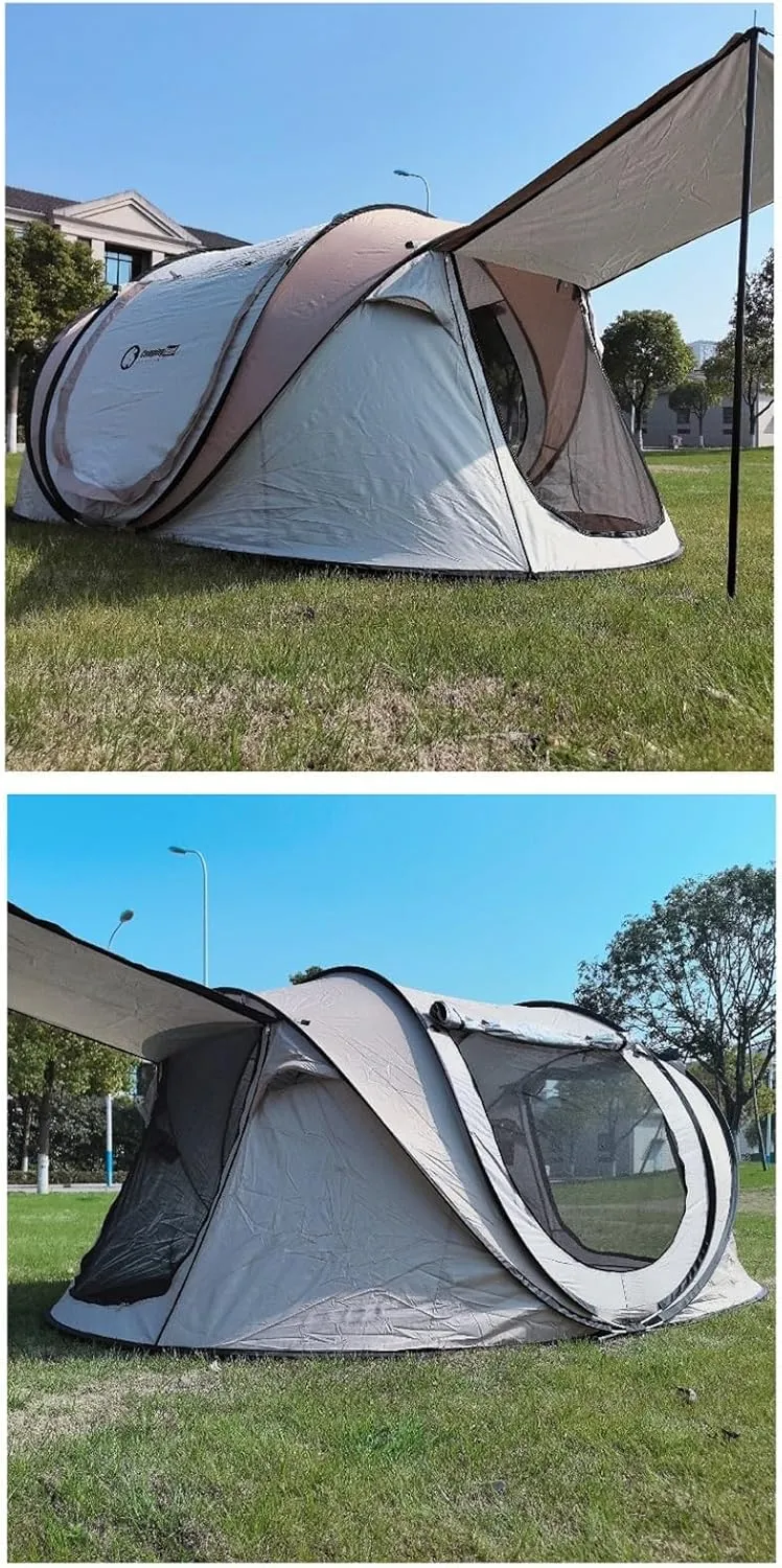 Camping Tent 5-8 Person Automatic Pop-up Tent Folding Portable Boat Tent Sunproof Waterproof Outdoor Picnic Instant Family Tent with Poles