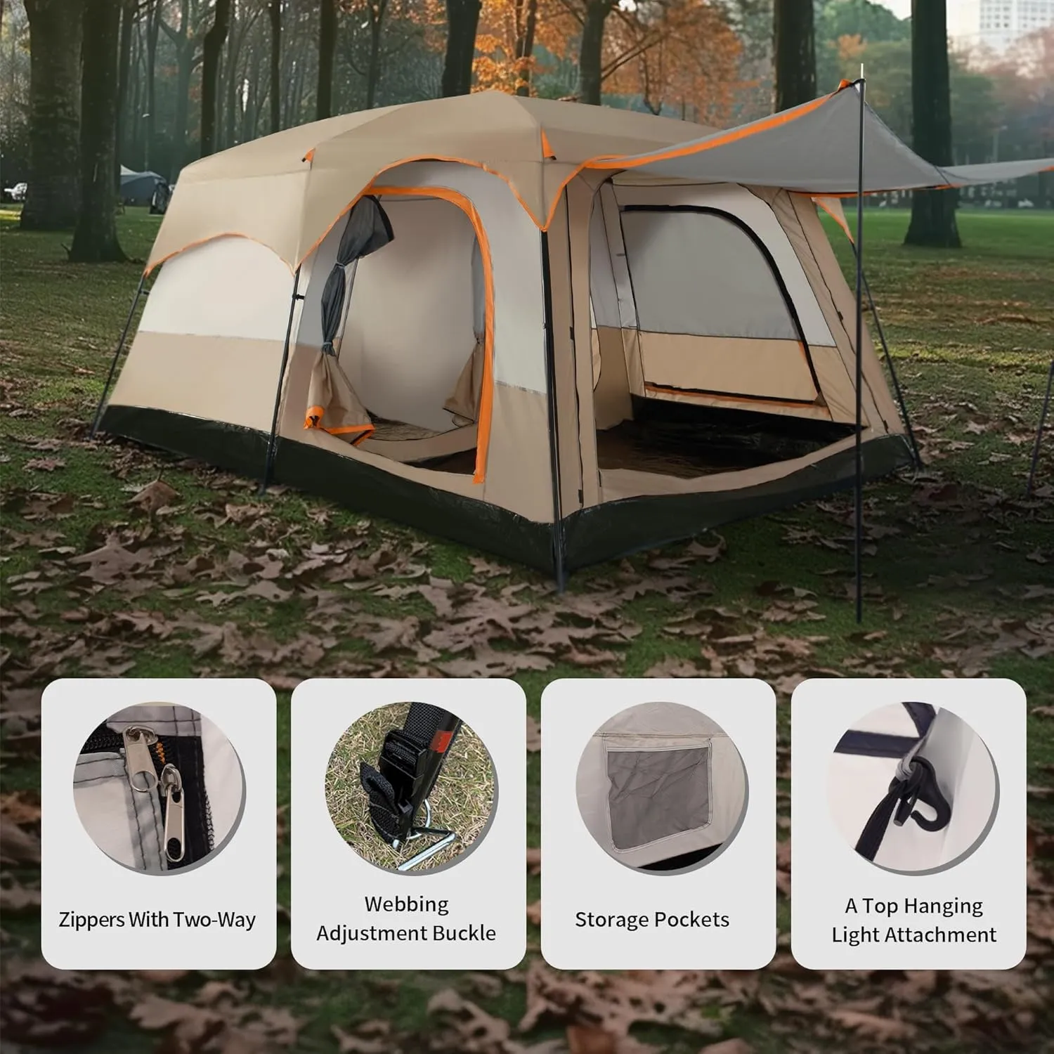 Camping Tent, Easy Setup, 1-2-8-10 Person Waterproof and Portable Tent for Camping Hiking Outdoor