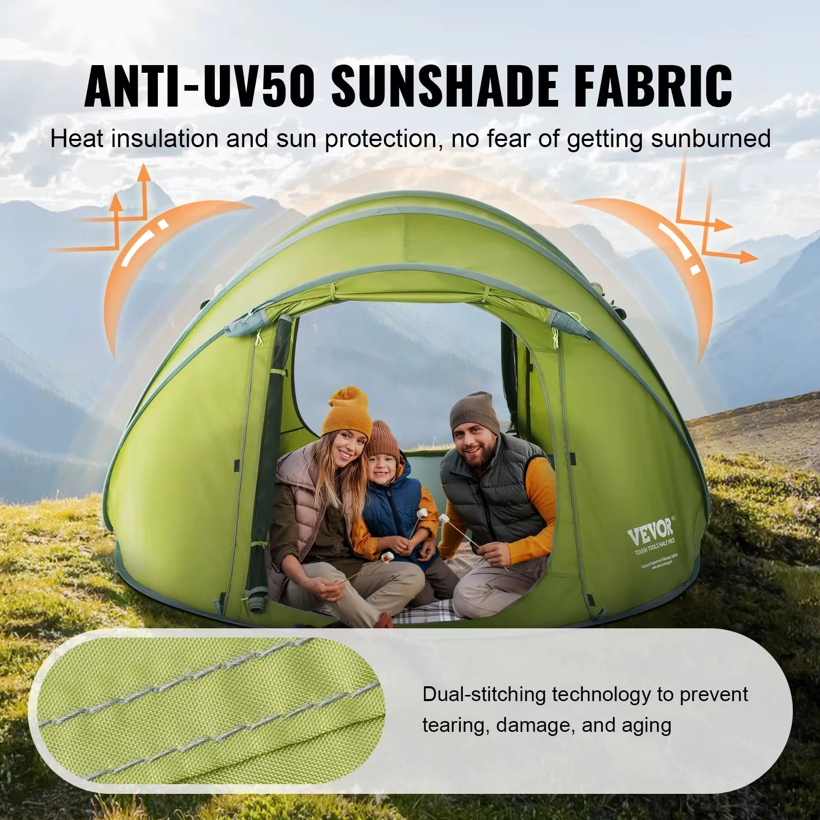 Camping Tent Pop up Tent for 4 Person Easy Setup Waterproof Backpacking Tent with Door & Window for Outdoor Family Camping