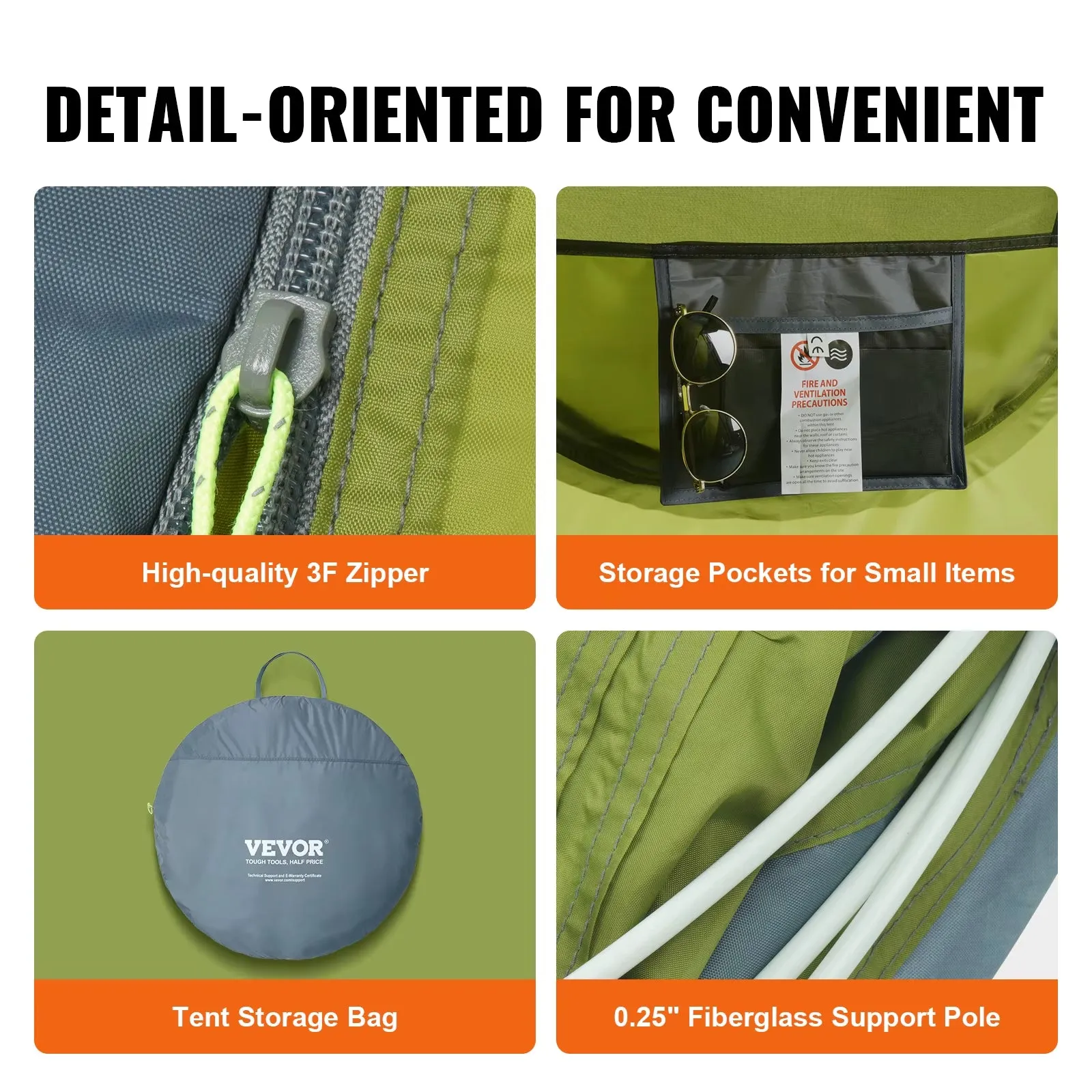 Camping Tent Pop up Tent for 4 Person Easy Setup Waterproof Backpacking Tent with Door & Window for Outdoor Family Camping