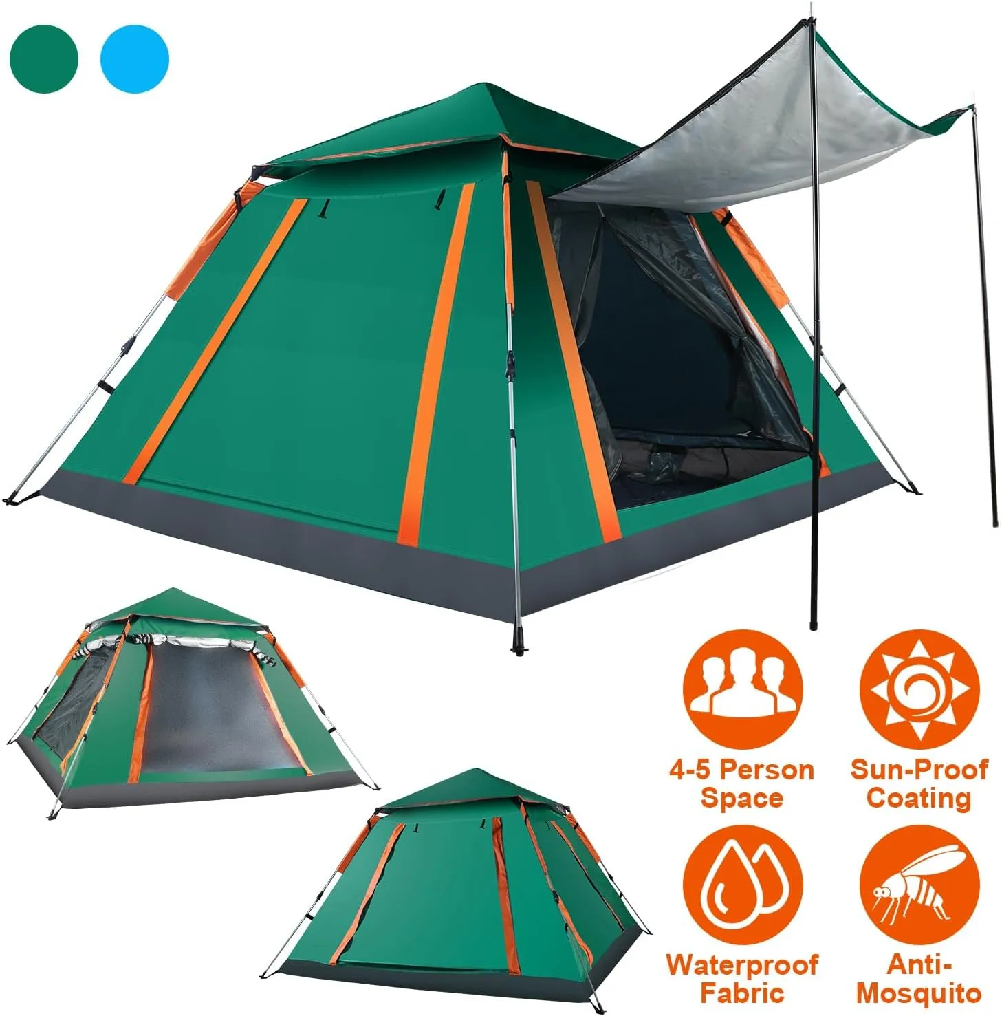 Camping Tent - Spacious 4-5 Person Tents for Camping - Outdoor Foldable Waterproof Tent