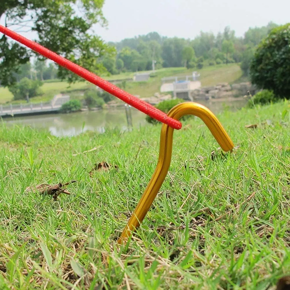Camping Tent Stakes,4pcs Camping Hiking Tent Nail Pegs Aluminum Alloy Stakes Accessories (Color : Red) (Color : Blu) (Color : Red)