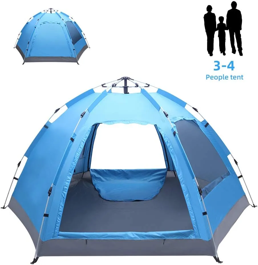 Camping Tent, Waterproof & Windproof Camping Dome Tent Automatic Pop Up Quick Shelter with Portable Carry Bag for Outdoor Hiking