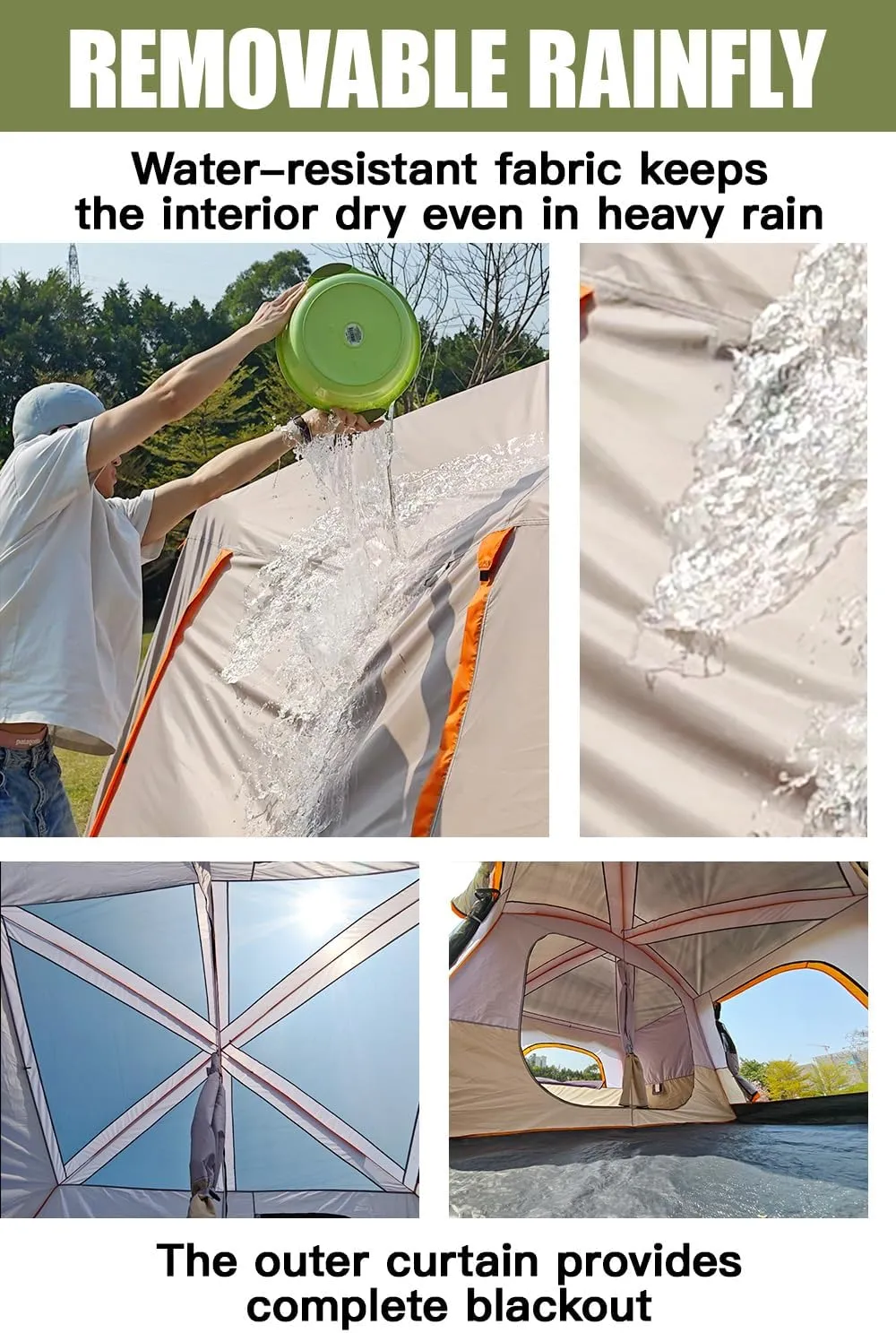 Camping Tents, 4-8 Person Stand Up Tent, Straight-Wall Design,with Full-Coverage PU-Coated All-Around Tents for Camping, Hiking, Picnic, Bivy