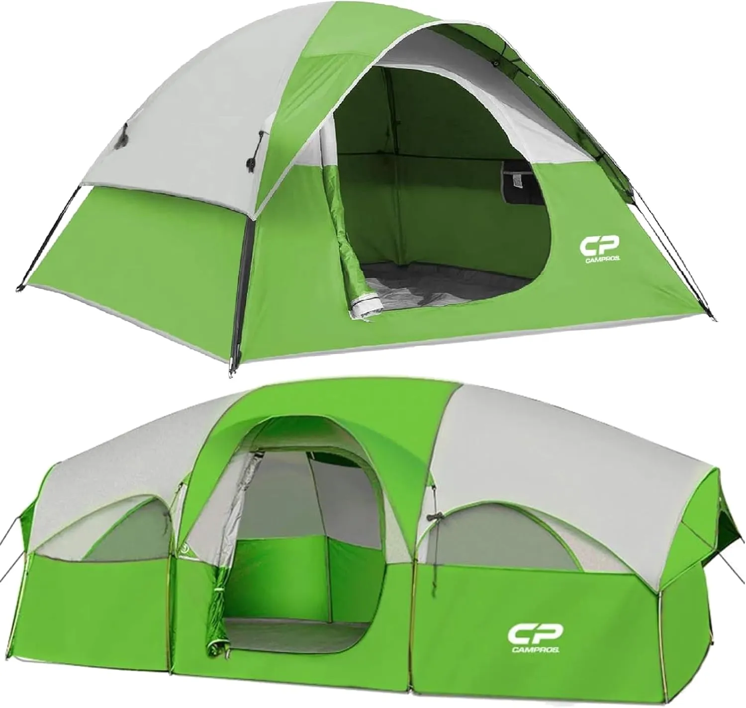 CAMPROS CP Tent for Camping 3 Person and 8 Person, Gifts for Family Waterproof Windproof Backpacking Tent with Top Rainfly, Easy Set up Small Lightweight Dome Tents, Hiking Beach - Green