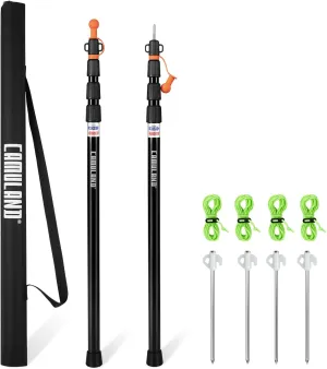 CAMULAND Tarp Poles, Set of 2, 31.1" - 90.6” Aluminum Tent Poles for Tarp Adjustable, Lightweight Portable Telescoping for Camping, Hiking, Hammock Awning/Outdoor Activities-4 Section