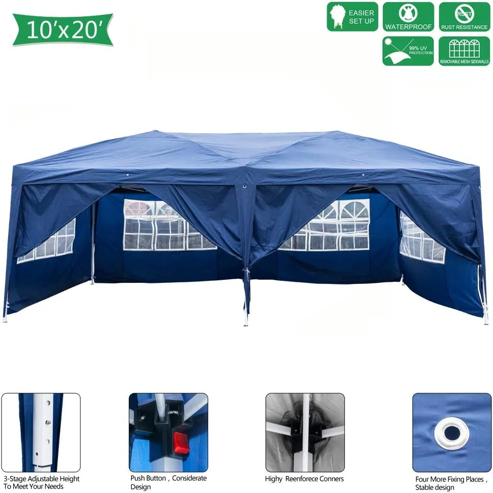 Canopy Tent 10x20,Gazebos & Pergolas,Tents for Parties, Outdoor Canopy,Patio Event Gazebo Beach Tent,UV Coated&Waterproof, Bonus Wheeled Carry Bag