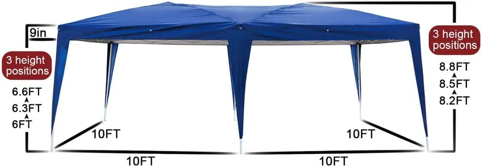 Canopy Tent 10x20,Gazebos & Pergolas,Tents for Parties, Outdoor Canopy,Patio Event Gazebo Beach Tent,UV Coated&Waterproof, Bonus Wheeled Carry Bag