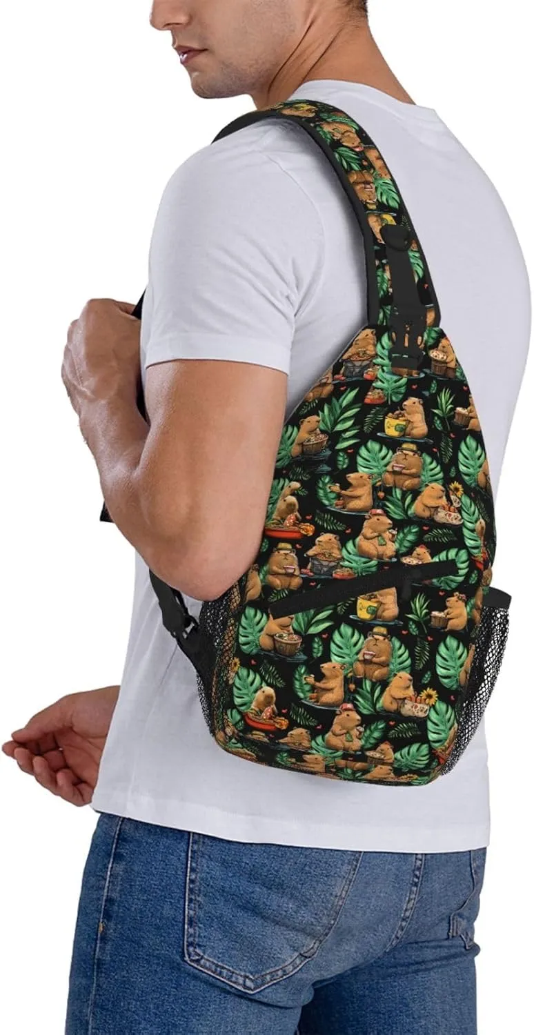 Capybara Sling Bag Crossbody Backpack Shoulder Daypack Multipurpose Cross Body Chest Bag for Men Women Travel Hiking Sports Gym