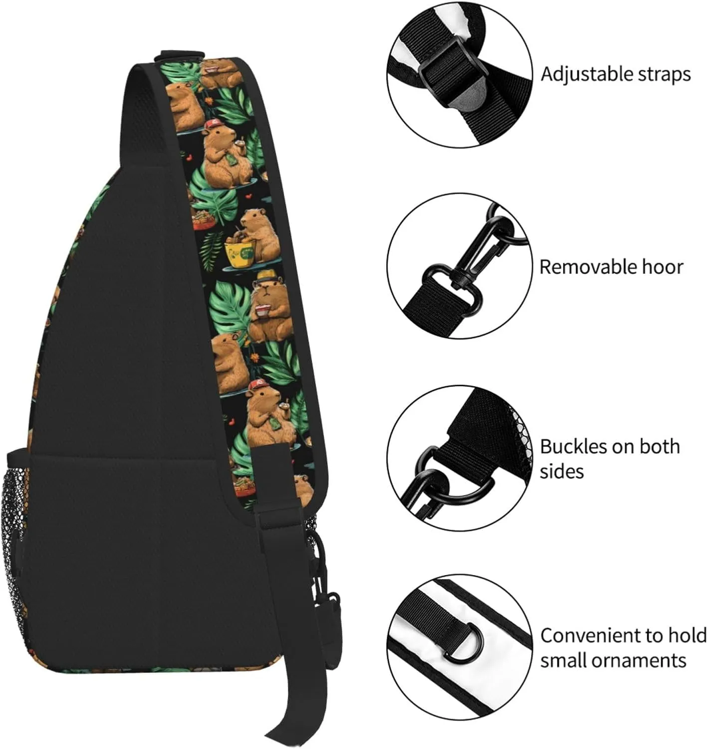 Capybara Sling Bag Crossbody Backpack Shoulder Daypack Multipurpose Cross Body Chest Bag for Men Women Travel Hiking Sports Gym