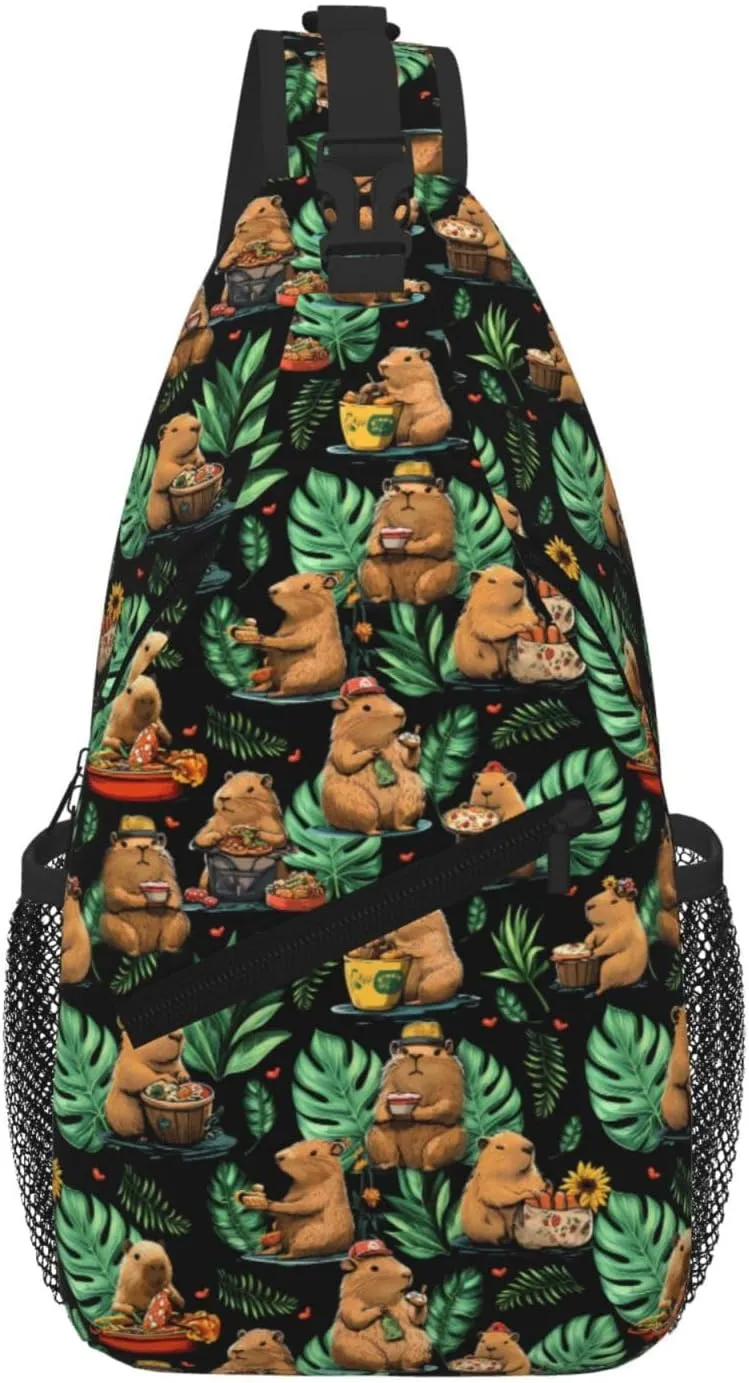 Capybara Sling Bag Crossbody Backpack Shoulder Daypack Multipurpose Cross Body Chest Bag for Men Women Travel Hiking Sports Gym