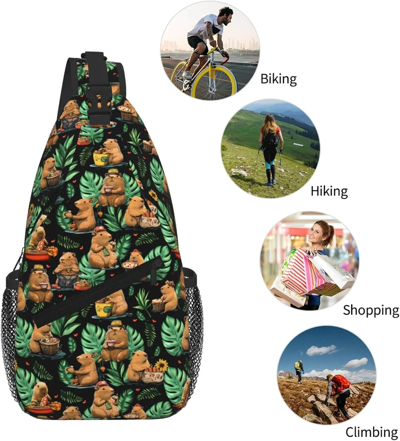 Capybara Sling Bag Crossbody Backpack Shoulder Daypack Multipurpose Cross Body Chest Bag for Men Women Travel Hiking Sports Gym