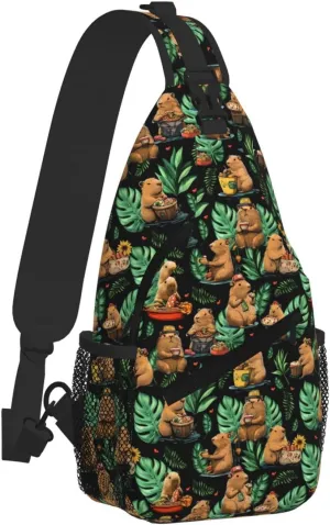 Capybara Sling Bag Crossbody Backpack Shoulder Daypack Multipurpose Cross Body Chest Bag for Men Women Travel Hiking Sports Gym