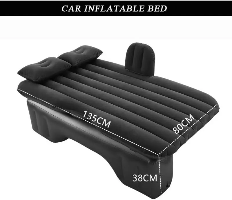 Car Air Mattress for Geely Atlas 2018–2021, Inflatable Back Seat Sleeping Pad with Pump & 2 Pillows, Folding Portable Camping Bed for Travel& Road Trips,Black