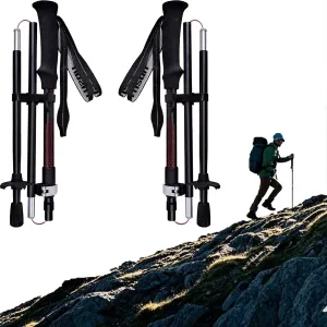 Carbon Fiber and Aluminum Alloy Ultra - Light Folding Hiking Poles, Telescopic, Super - Short, Portable, Perfect for Both Genders in Off - Road Adventures