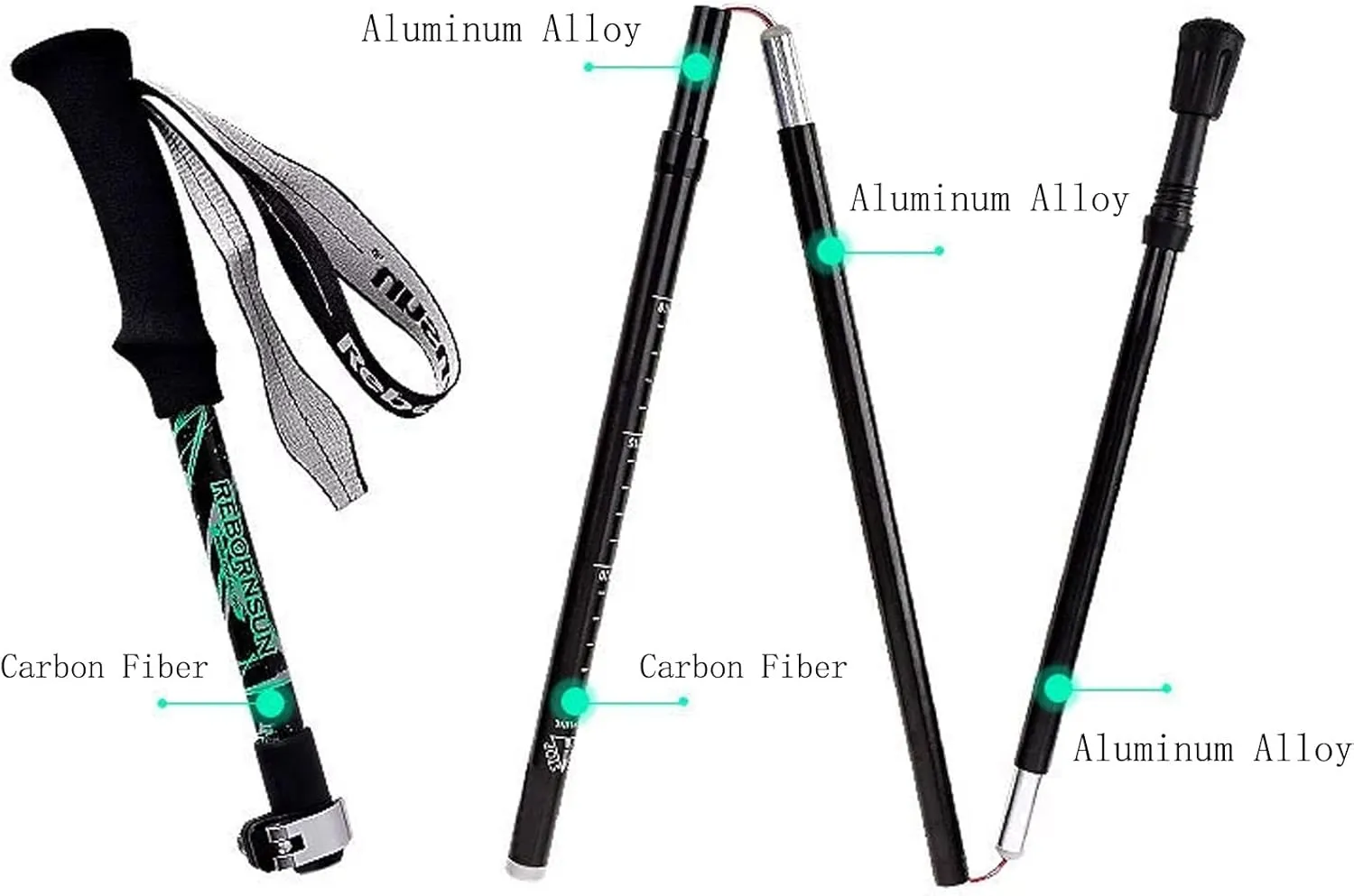 Carbon Fiber and Aluminum Alloy Ultra - Light Folding Hiking Poles, Telescopic, Super - Short, Portable, Perfect for Both Genders in Off - Road Adventures