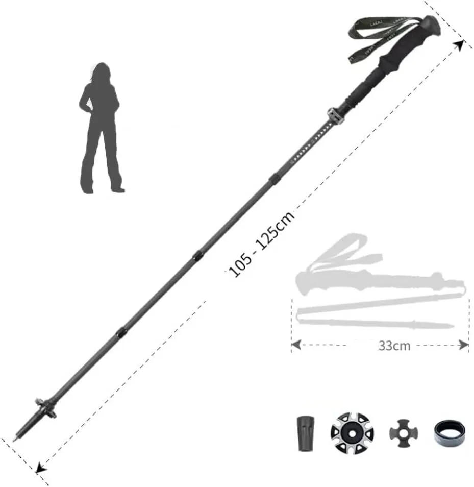 Carbon Fiber Hiking Poles Collapsible Trekking Poles for Camping, Floading Walking Pole for Hiking, Ultralight Walking Stick/Climbing Poles (Size : Women)