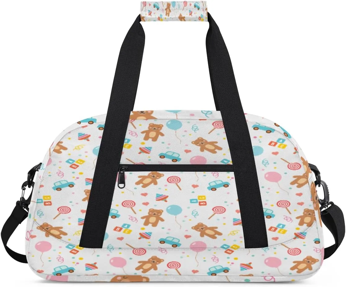Cartoon Bear Gym Duffel Bag for Men Women Taxi Balloon Sports Tote Bag with Adjustable Shoulder Strap for Dance Gymnastics Traveling Outdoor Camping Overnight Stay