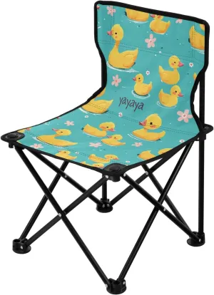 Cartoon Cute Yellow Ducks Foldable Backpack Beach Chairs for Adults Ultralight Backpacking Camp Chair Includes Carry Bag Lawn Chairs for Outside Outdoor