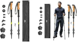 Cascade Mountain Tech Trekking Poles - Carbon Fiber Walking or Hiking Sticks & Trekking Poles - Aluminum Hiking Walking Sticks with Adjustable Locks Expandable to 54", Cork Grip, Orange