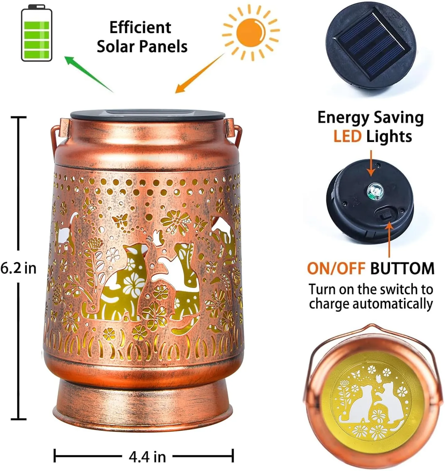 Cat Lover Gifts for Mom Women Gift Cat Solar Lantern Outdoor Birthaday Gifts for Mom Metal Decorative Lanterns for Yard Patio Lawn Solar Garden Decor