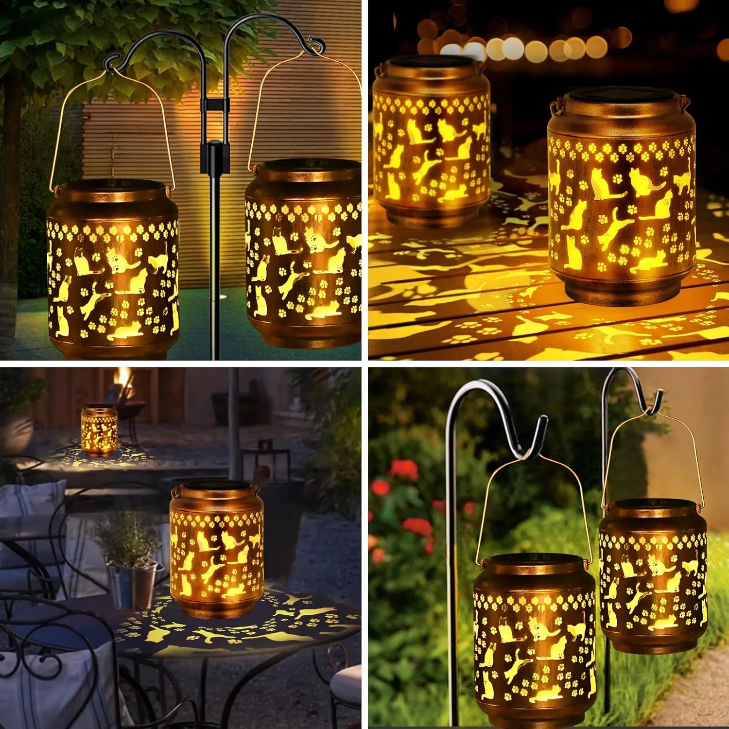 Cat Lover Gifts for Women,Mom,Grandma,Sister,Cat Solar Light , Gift Solar Lanterns for Mother Day Christmas Outdoor Waterproof Lights Led Mason Jar Hanging Lamps Decor for Garden Yard Patio
