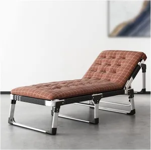 Chair Camping Cot Queen Size, Outdoor Lounge Chairs with Cushion, Portable Folding Reclining Camping Chair with Pillow Adjustable Anti-Gravity Lounger for Garden Poolside for Adults (Color : Brown)
