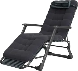 Chair Folding Patio Recliner Adjustable Anti Lounge Chair, for Outdoor, Camping, Garden, Patio, Support 300lbs (Black)
