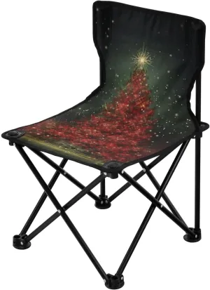 Christmas Red Tree Portable Outdoor Folding Chair Anti-Slip Padded Oxford Cloth Stool Camping Chair Small for Beach Hiking Fishing Gardening Quad Camp Chair