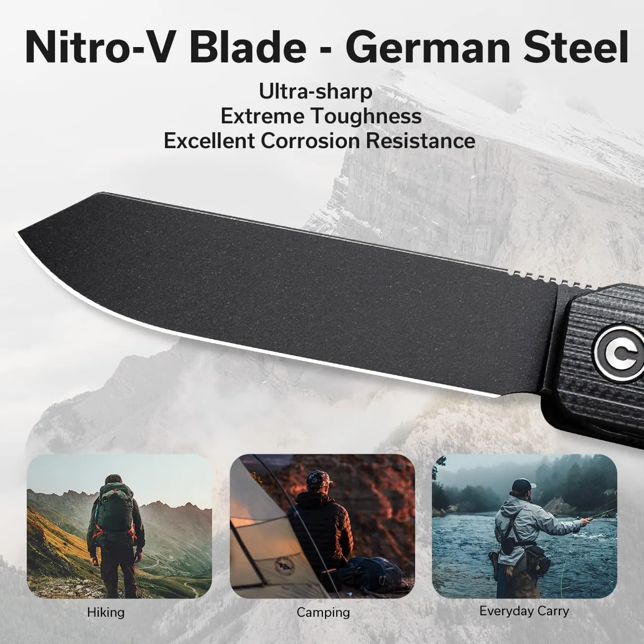 CIVIVI Sendy 3 In 1 Multitool Pocket Knife With Tweezers and Toothpick, Ben Petersen designed Folding Knife for EDC Camping Daily Use, Perfect Gifts for Men Women C21004B-2