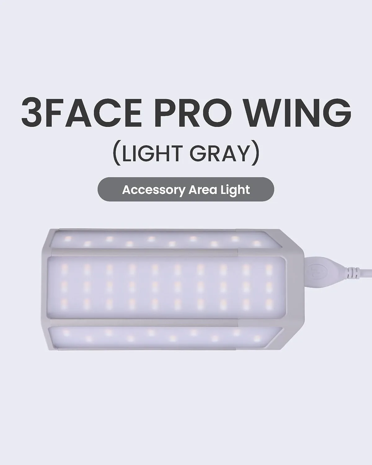 Claymore 3Face Pro Wing (Light Gray) - Rechargeable Surface Area Light Bar for Camping, Tents, Canopies, Outdoor Events, Street Vendors, Work Lighting, Long-Lasting Battery. Adjustable Light Modes.