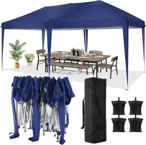 COBIZI 10x20 Pop Up Canopy Tent Party Tents for Parties Weddings Backyard Waterproof Outdoor Commercial Instant Canopy Event Tent with Stakes, Ropes,Sandbags, Navy Blue